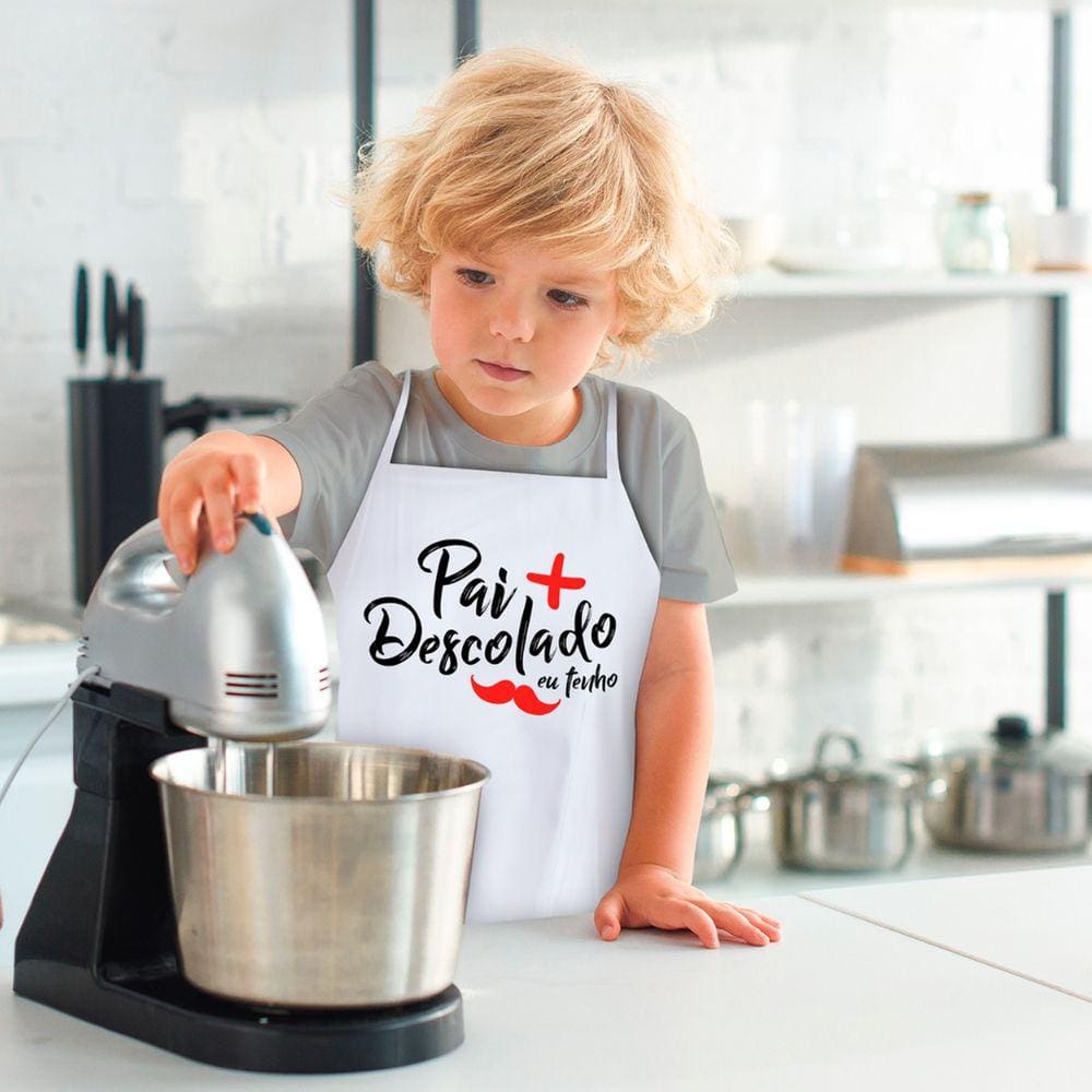 Avental De Cozinha Infantil Pai Descolado Preto Branco