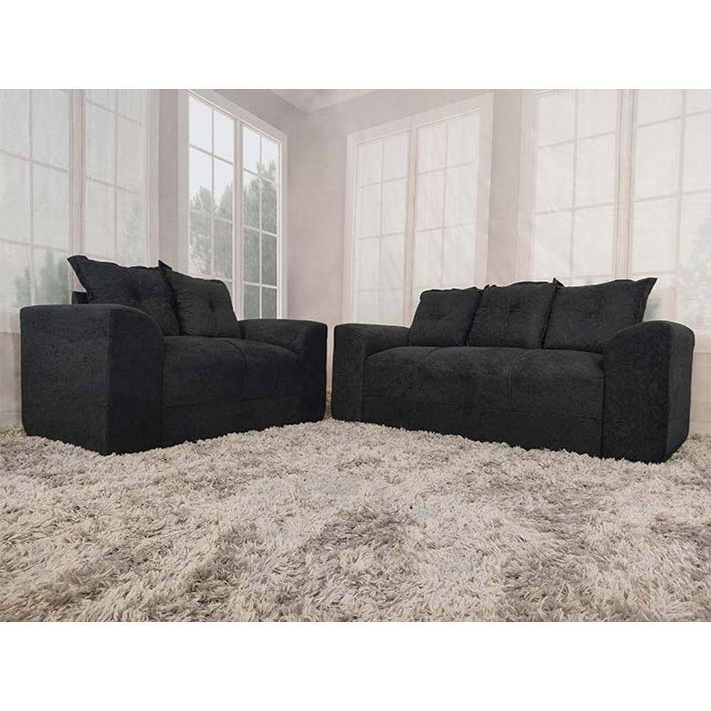 Sofá 2 e 3 Lugares Preto 601 Porto