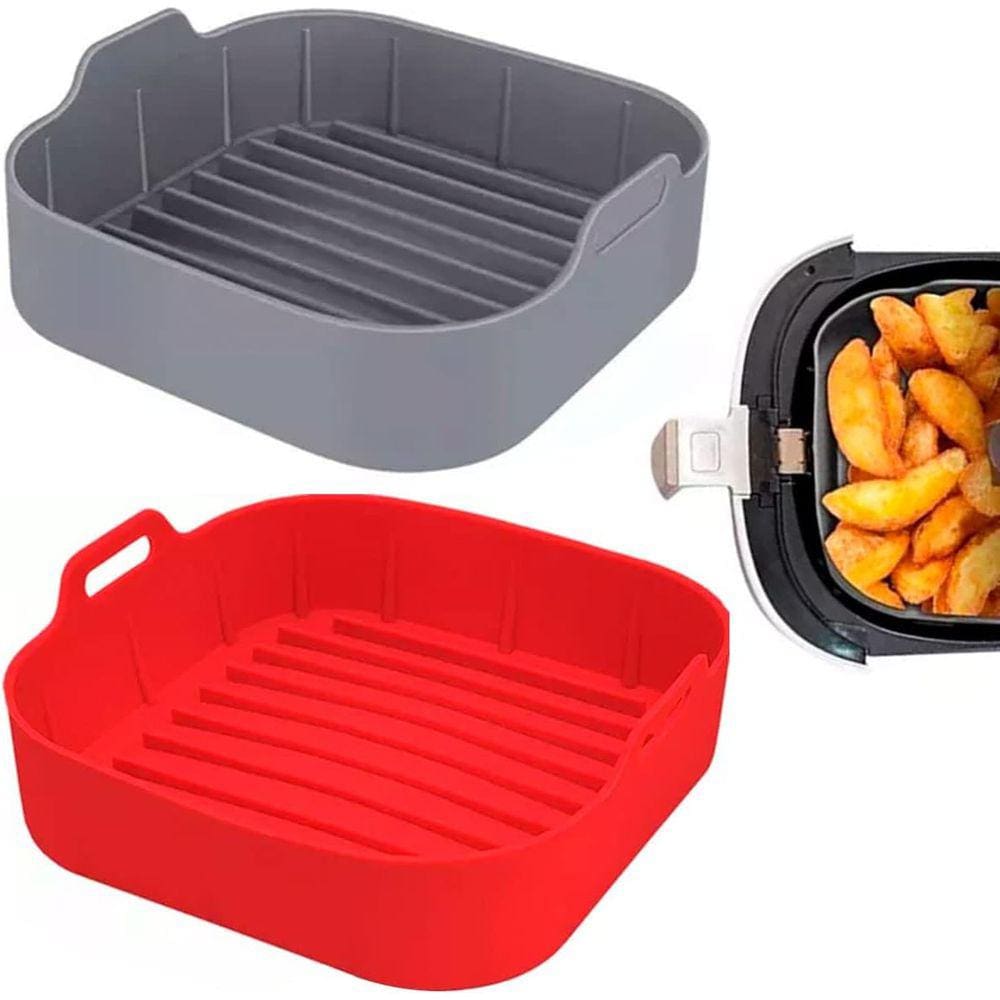 Forma de Silicone Air Fryer Cesta Fritadeira Quadrada 16CM
