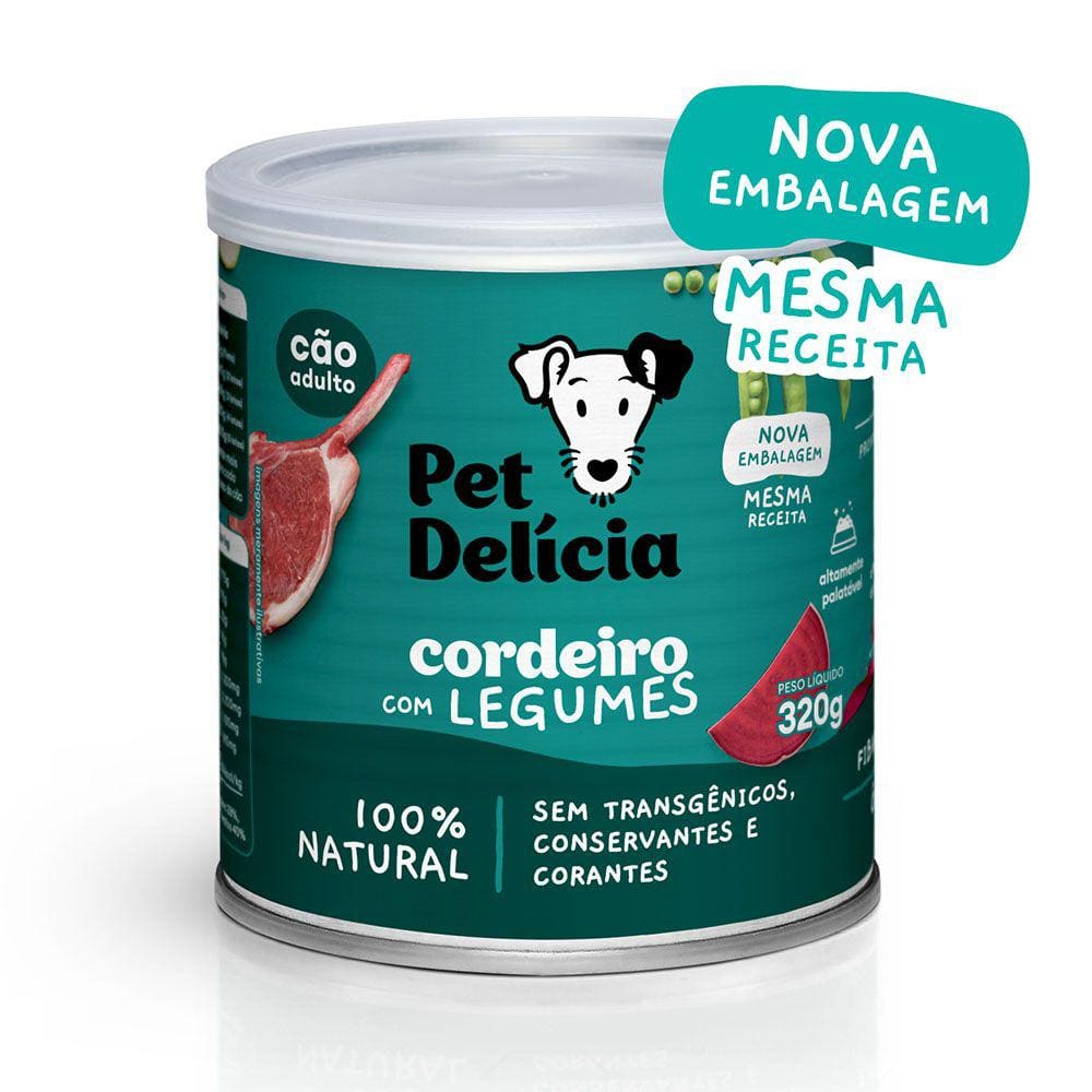 Ração Úmida Pet delícia Cães Cordeiro C/Legumes 320g