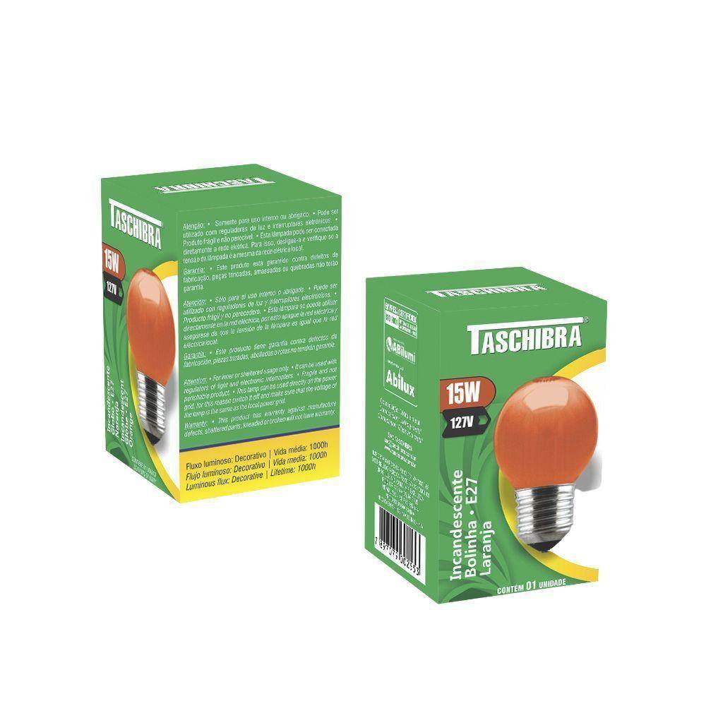 Lâmpada Incandescente Taschibra Bolinha 15w 110v Laranja