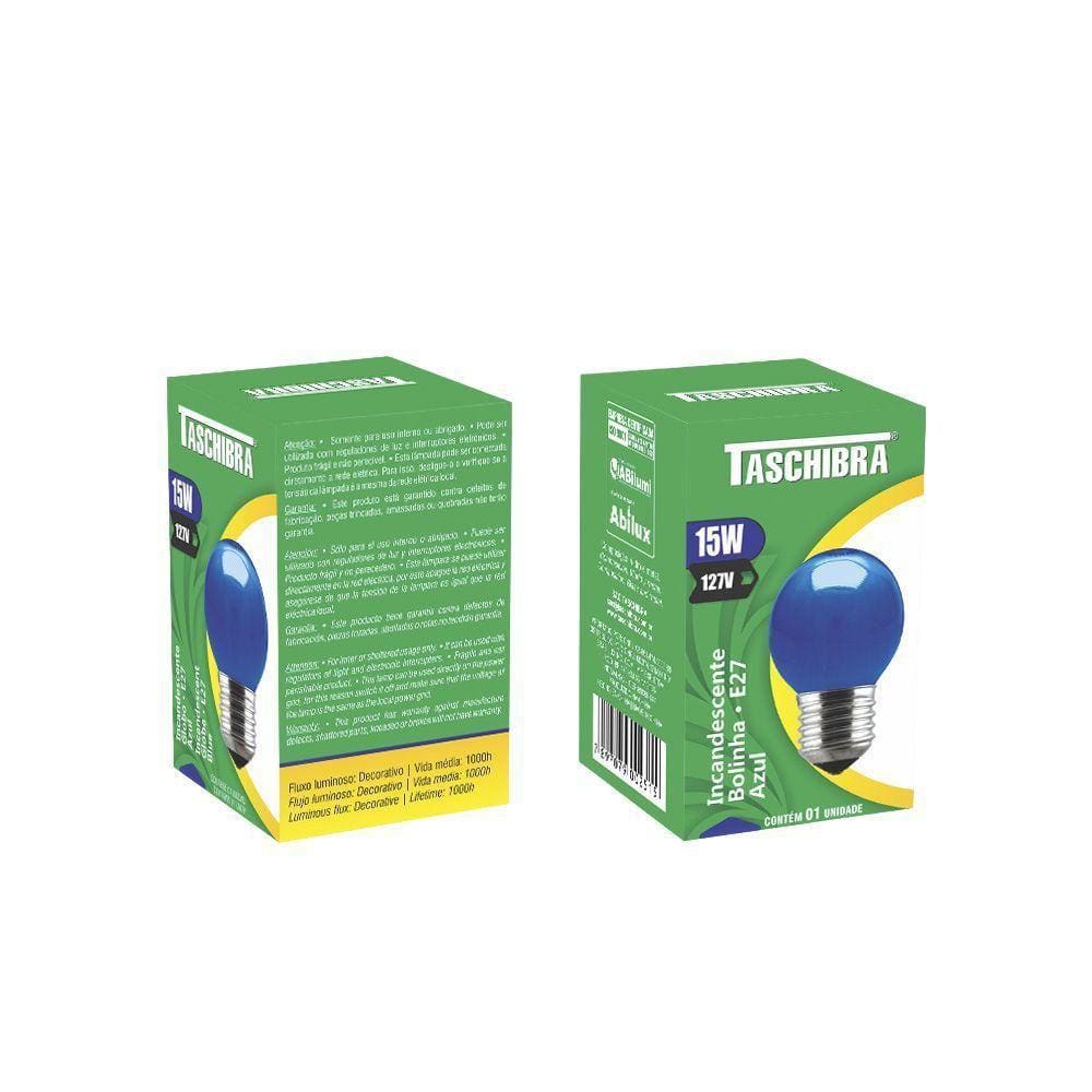 Lâmpada Incandescente Taschibra Bolinha 15w 110v Azul