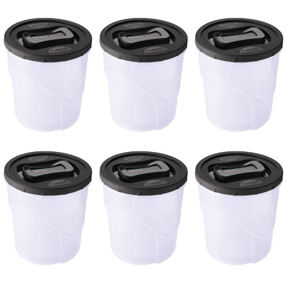 Pote de plástico Clic rosca 7,6 litros com 6 unidades Plasutil ref.13896