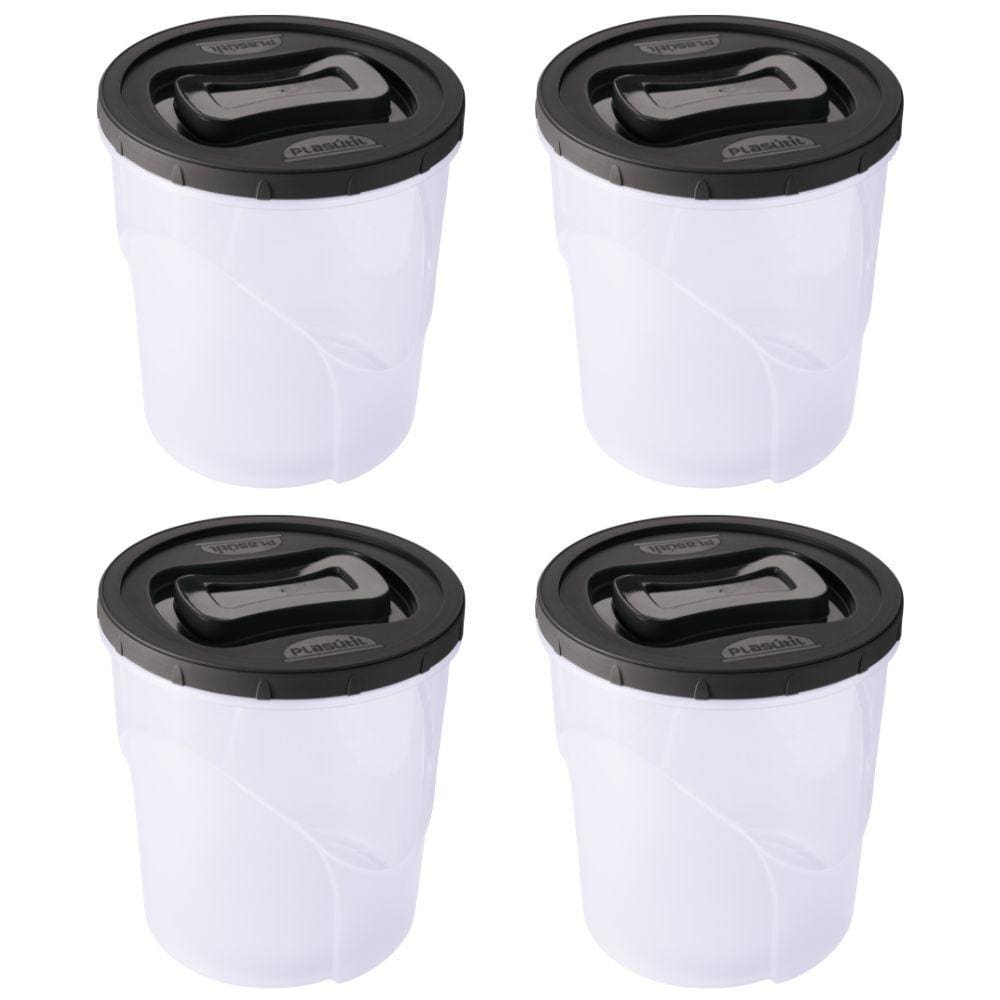 Pote de plástico Clic rosca 7,6 litros com 4 unidades Plasutil ref.13896