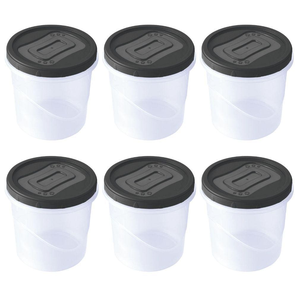 Pote de plástico Clic rosca 1,8 litros com 6 unidades Plasutil ref.13889