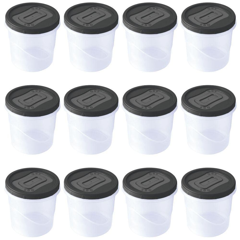 Pote de plástico Clic rosca 1,8 litros com 12 unidades Plasutil ref.13889