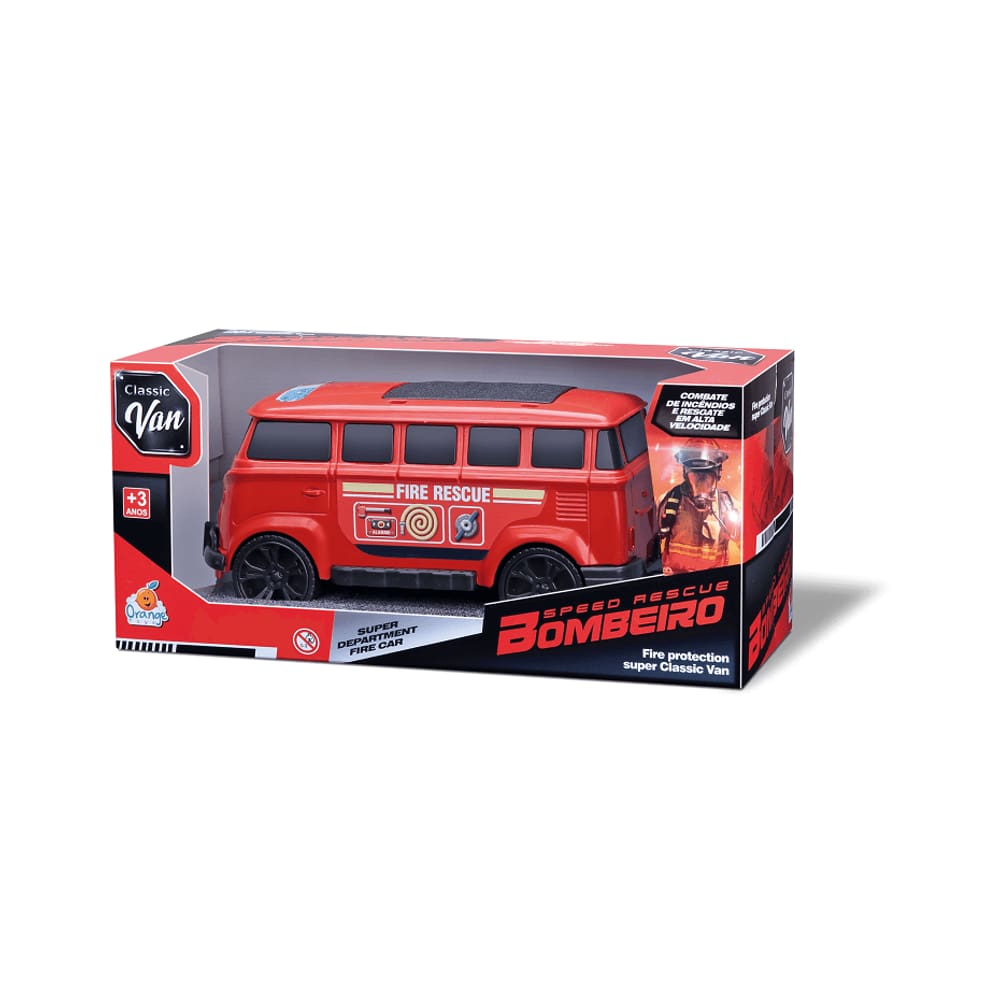 Carro Brinquedo Perua Bombeiro Classic Van +3 Vermelho Orange Toys