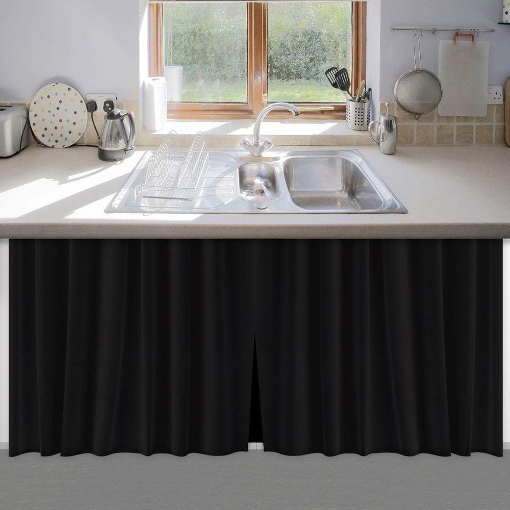 Cortina De Pia Cozinha Preta 100% Pvc Antimofo 138X80