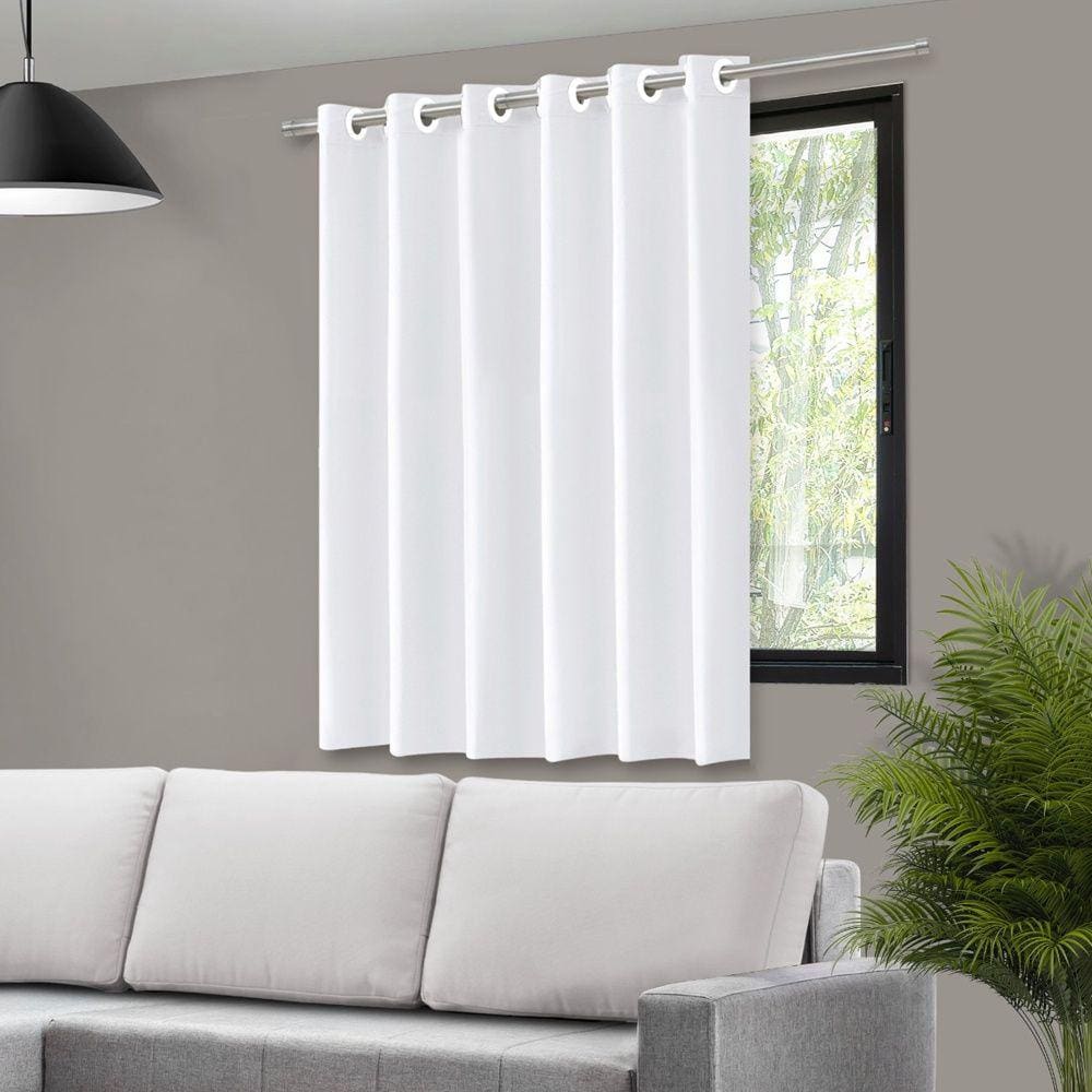 Cortina Blecaute Blackout Dupla Face Branca Corta Luz Com Ilhós - 140X140cm