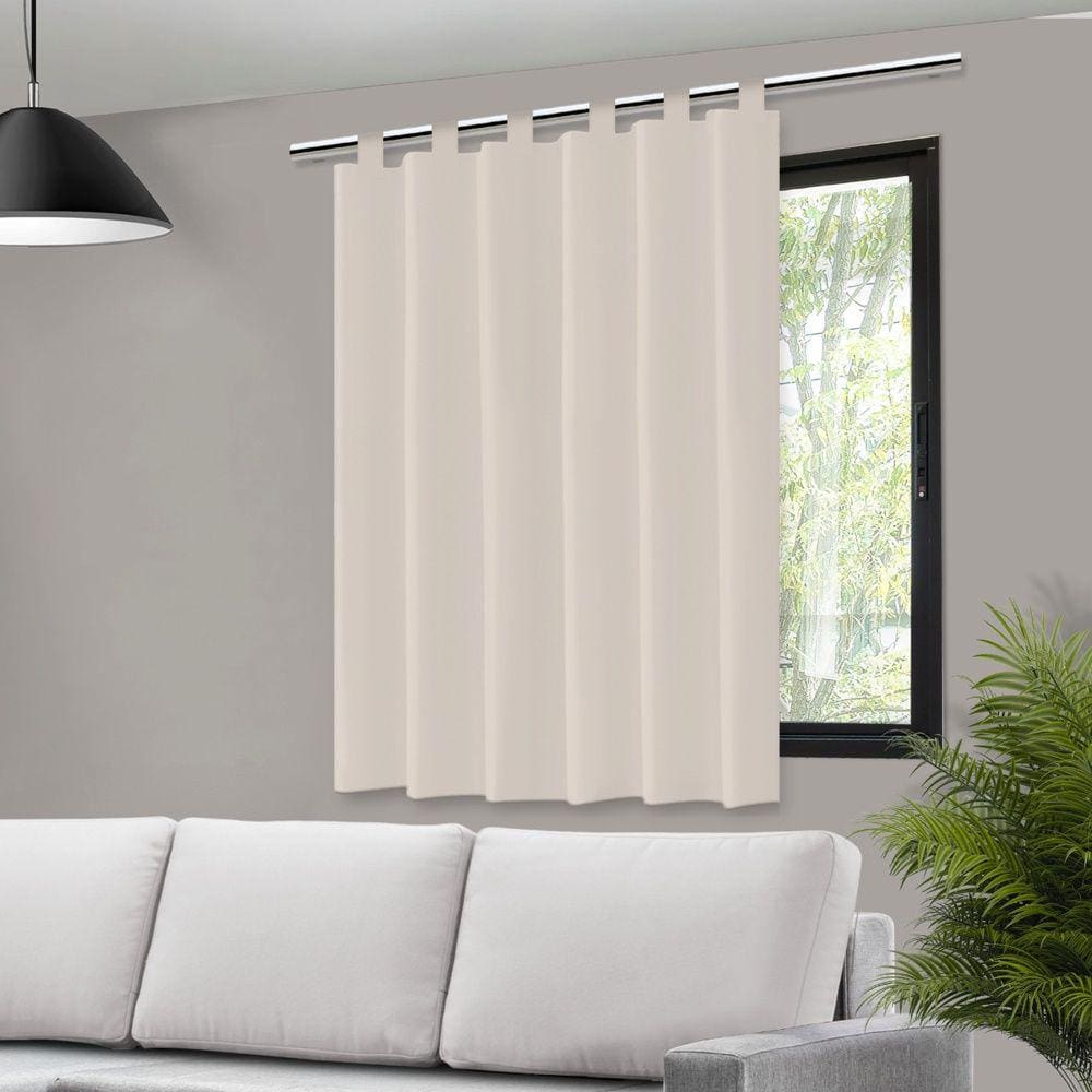 Cortina Blecaute Blackout Dupla Face Bege Corta Luz Branca Com Alça - 140X140cm