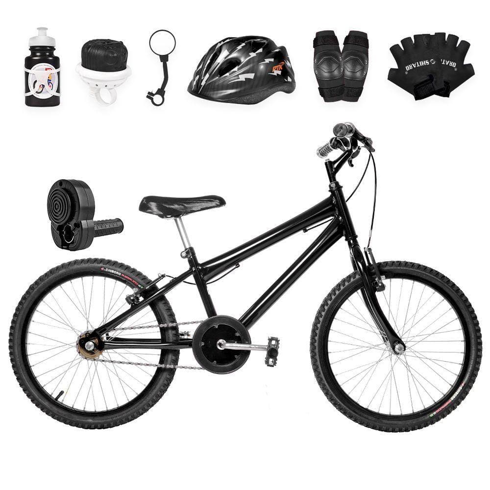 Bicicleta Infantil Masculina Aro 20+Kit Premium Preta
