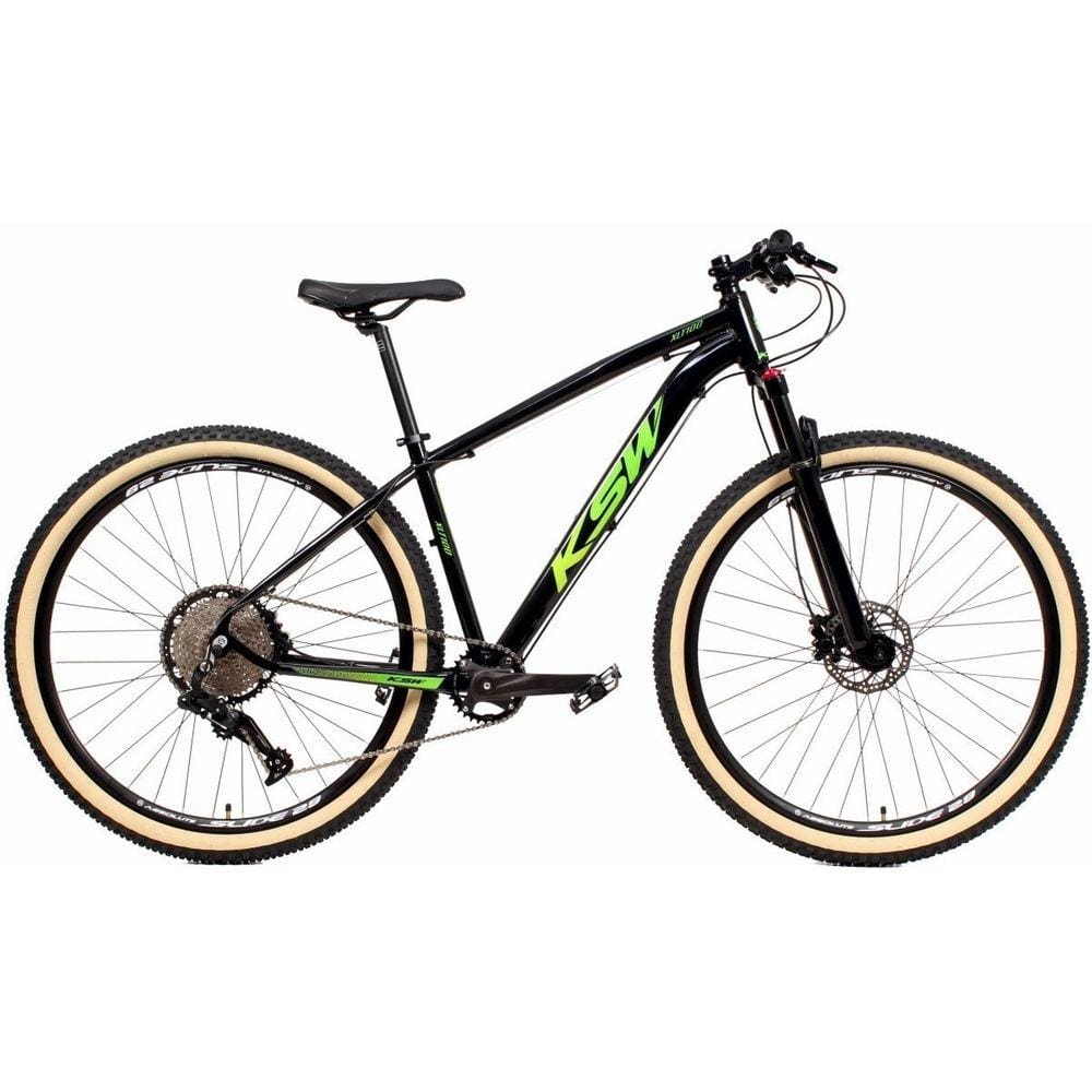 Bicicleta Aro 29 Ksw Xlt 12v Garfo com Trava K7 11/50 Freios Hidráulicos Kit 1x12 - Preto\Verde