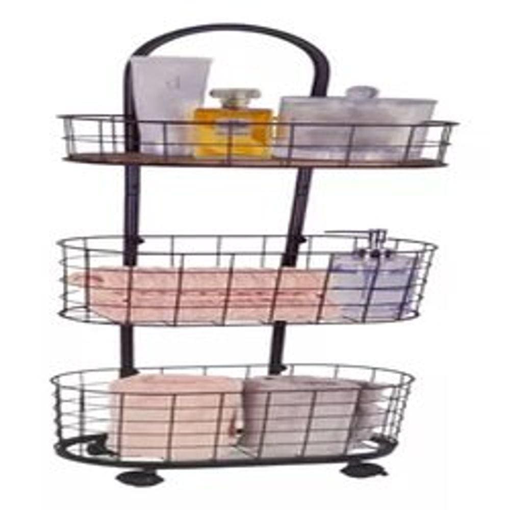 Cesto Organizador Multiuso Chão 3 Cestos E Rodas 110x30x20cm