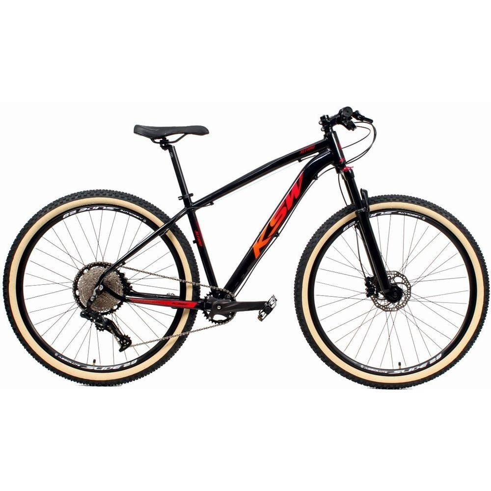 Bicicleta Aro 29 Ksw Xlt 12v Garfo com Trava K7 11/50 Freios Hidráulicos Kit 1x12 - Preto\\Vermelho\\Laranja