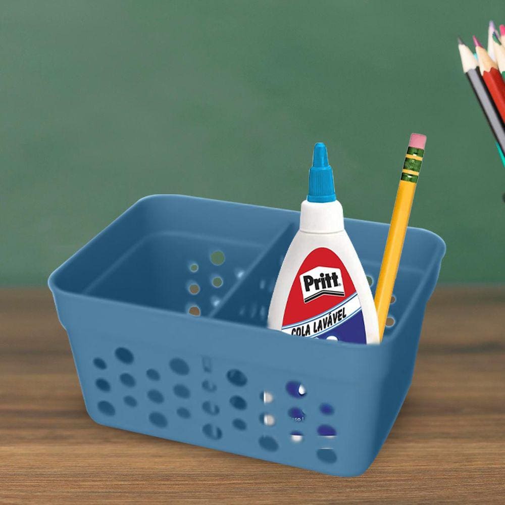 Cesto Mini Organizador Com 1 Divisória Mini Azul Empilhável