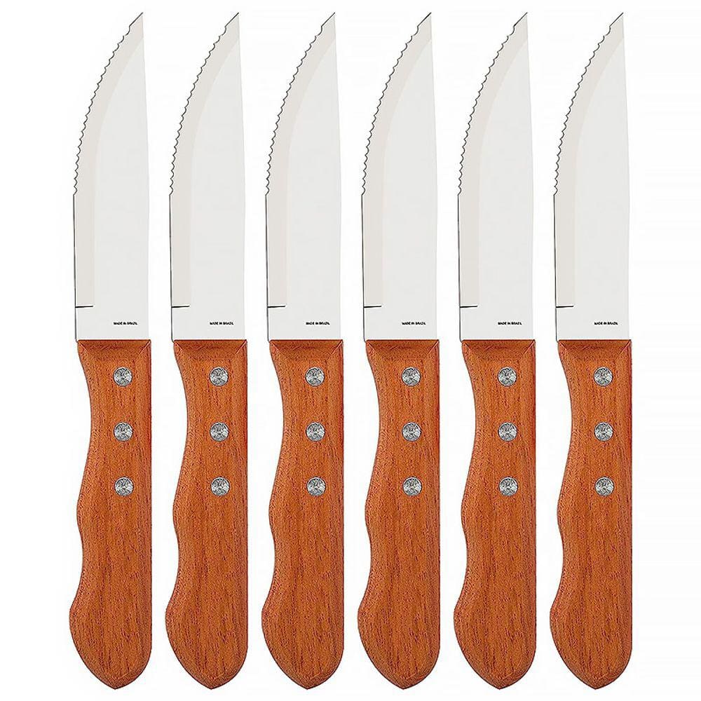 Conjunto de 6 Facas para Churrasco Jumbo Wooden CO0544558 - Fratelli