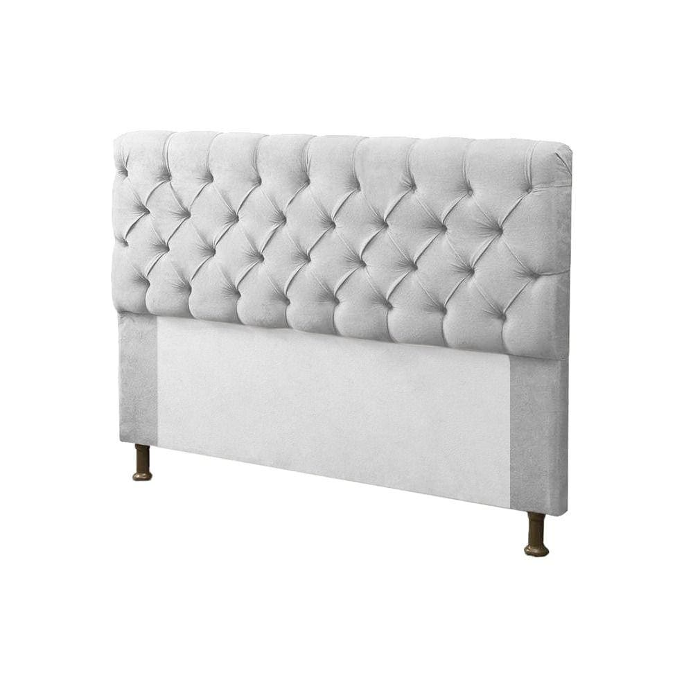 Cabeceira para Cama Box King 195cm Sofia c/ Capitonê Corano Branco - LM DECOR