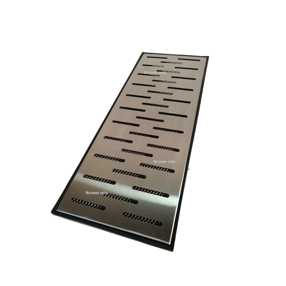 Ralo Quintal Inox modelo 20x50 Caixa Coletora Saída Para Baixo Tela Anti Insetos