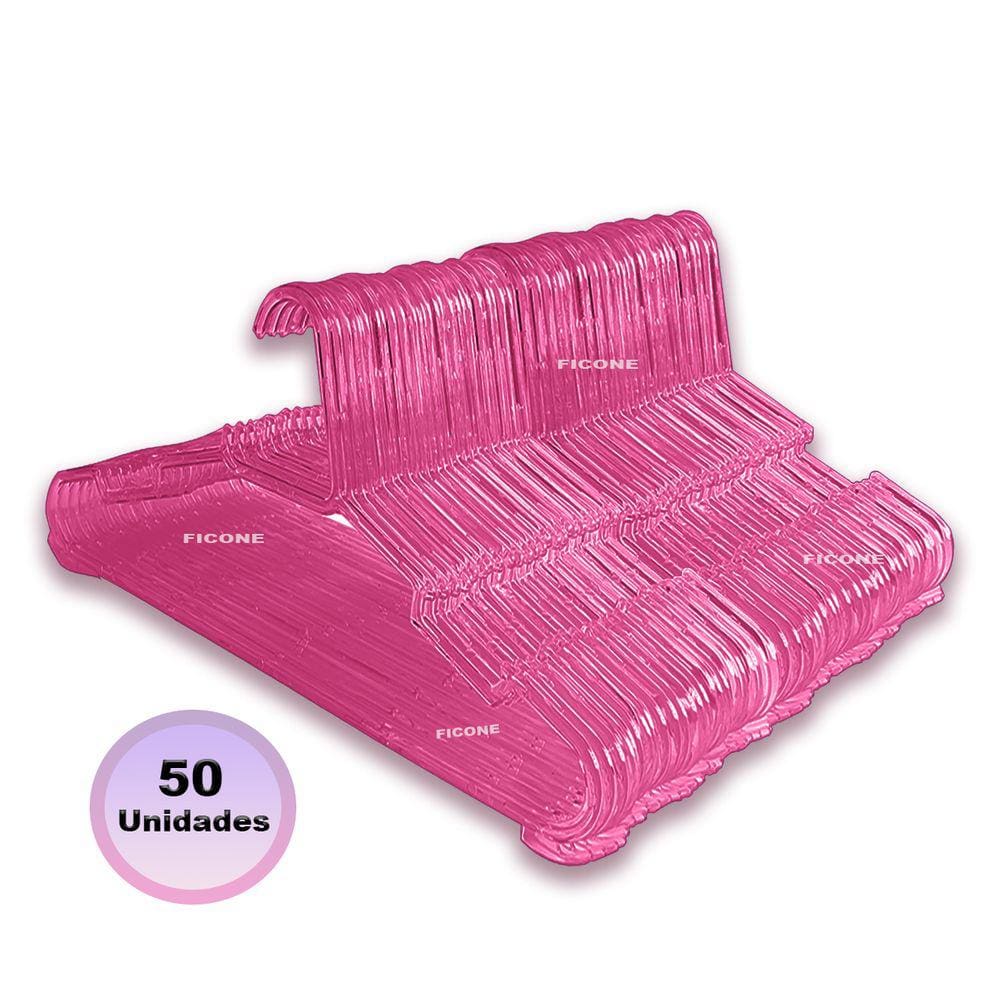 Cabide Infantil Criança Pequeno Acrílico Cristal Rosa Kit 50 Peças