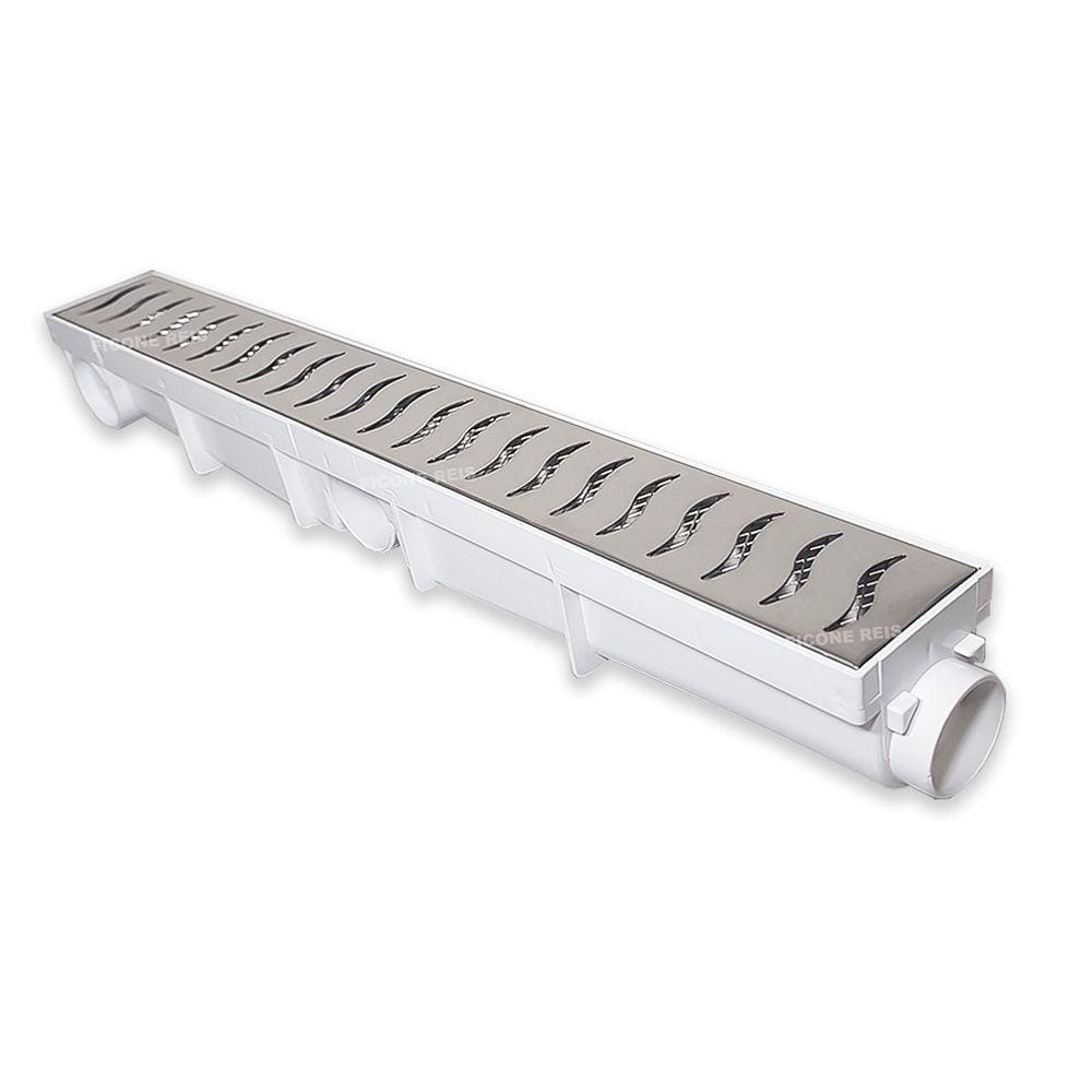Ralo Linear 6x50 Inox modelo Luxo S com Tela Coletor Branco Sequencial Saídas de 40mm