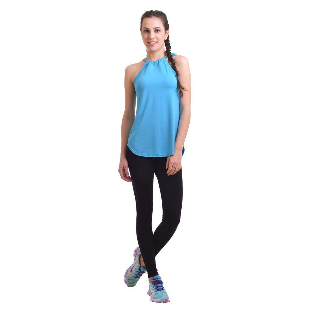 Regata Feminina Fitness Azul Viscolycra com Proteção UV P