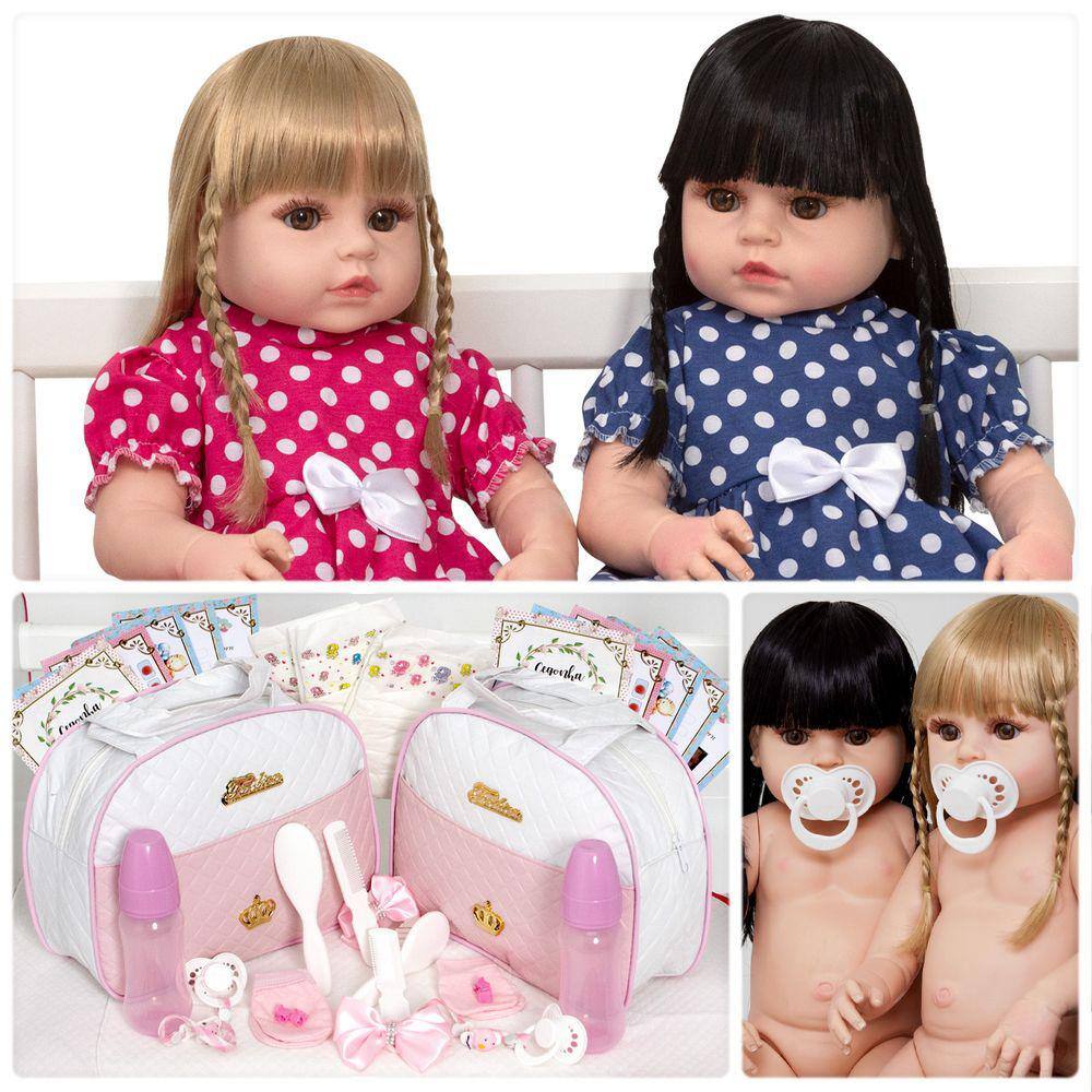 Bebê Reborn Realista Menina Baby Silicone Com Mamadeira - Milk