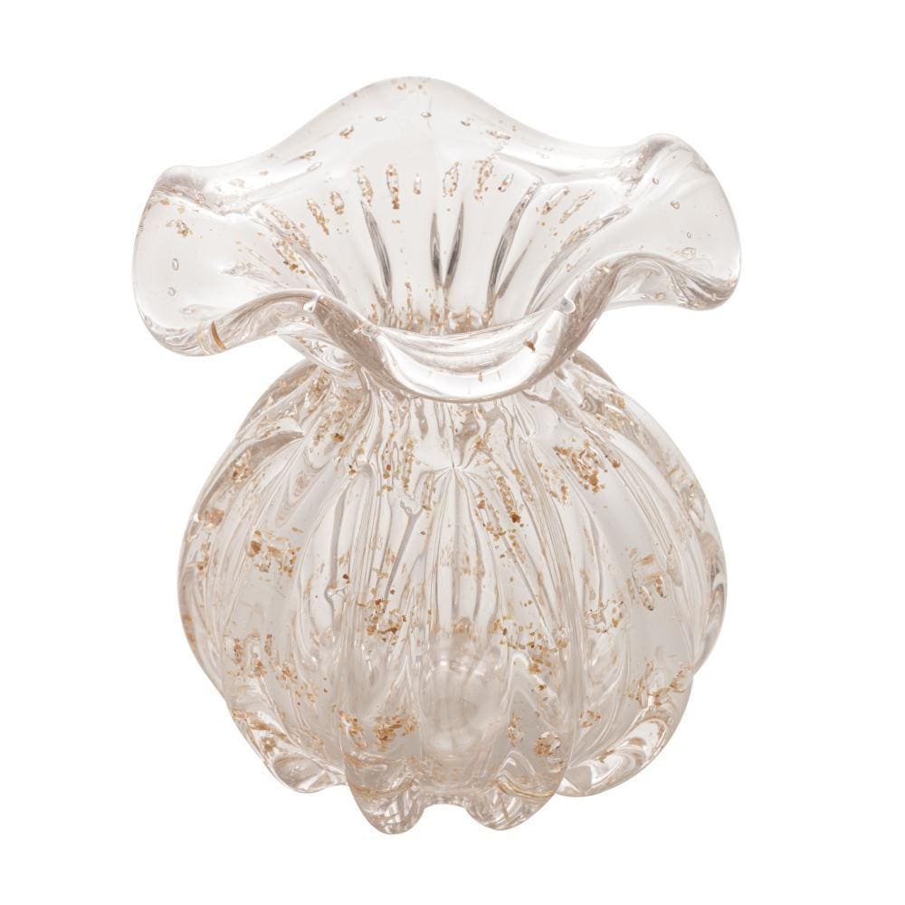 Vaso Wolff Italy de Vidro Transparente e Dourado 10cm x 11cm