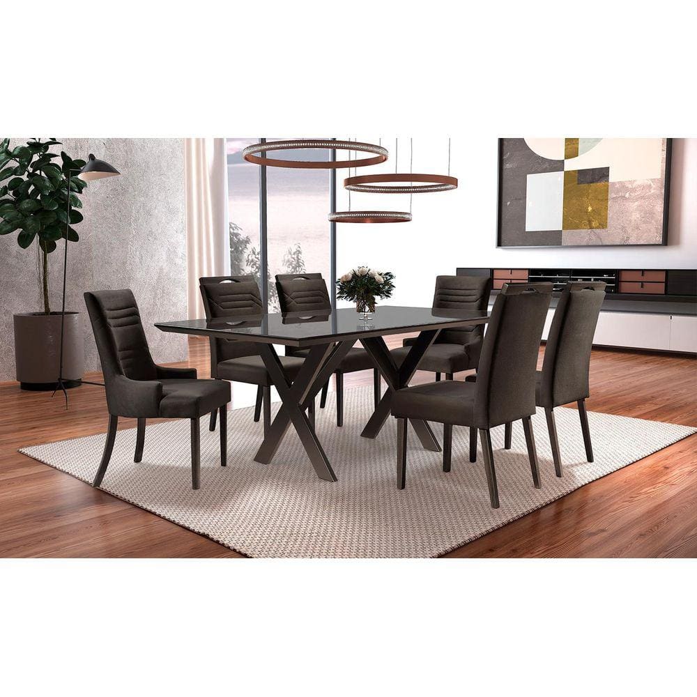 Sala de Jantar Moderna Retangular 6 cadeiras 2,0x1,0m - Ciber - Requinte Salas