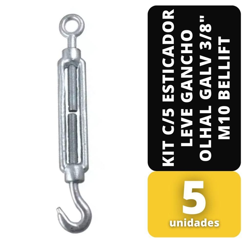 Kit C/5 Esticador Leve Gancho Olhal Galv 3/8\" M10 Bellift