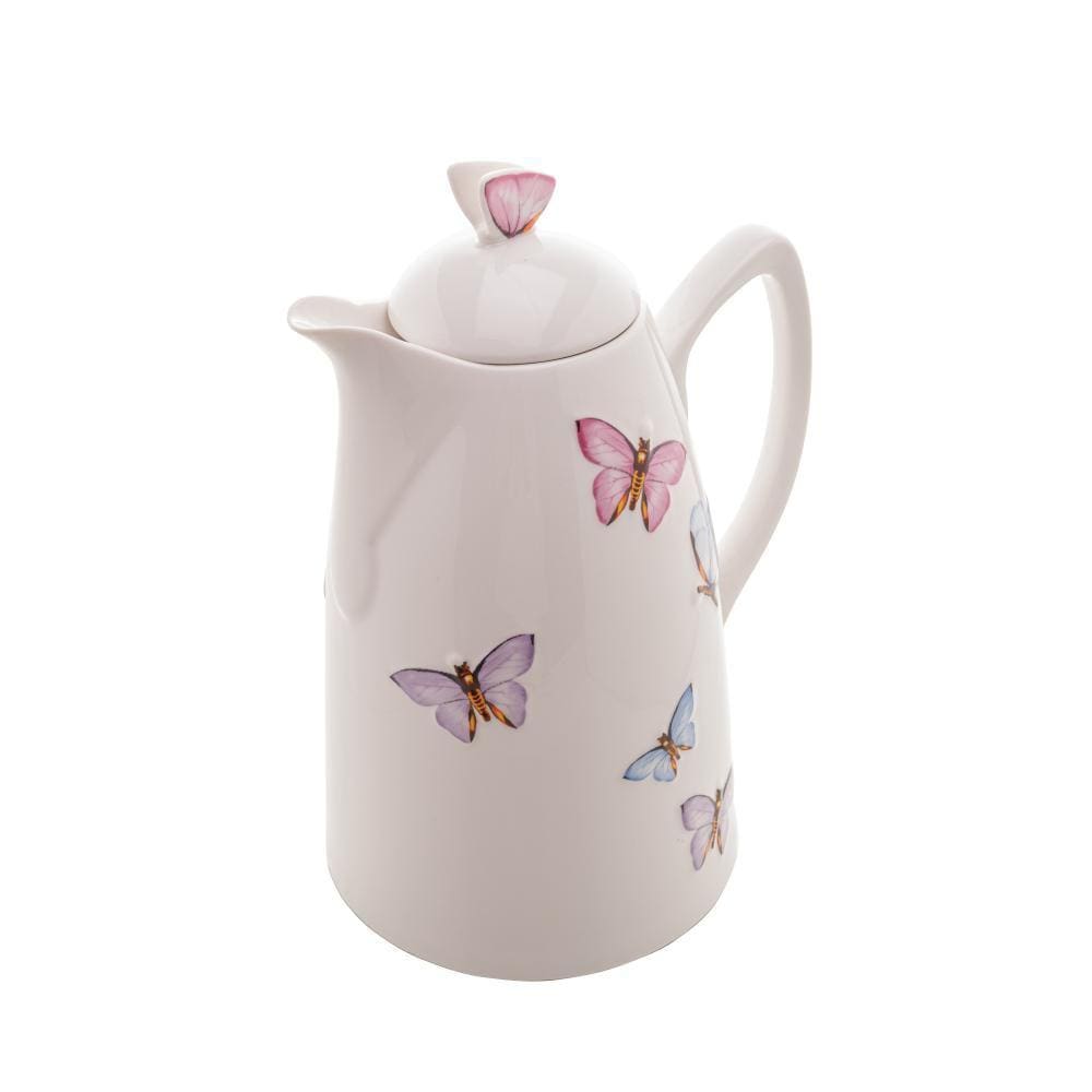 Garrafa Térmica Wolff Borboletas de Porcelana Branco 900ml