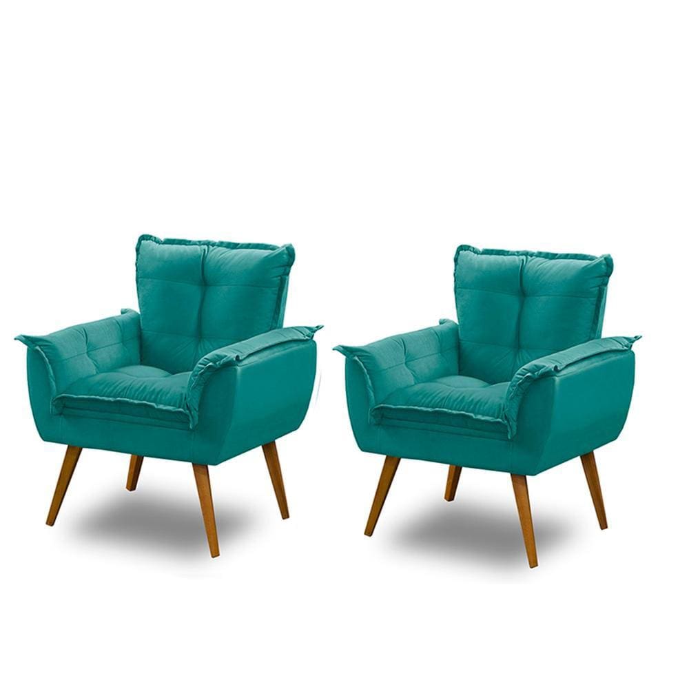 Kit 02 Poltronas Decorativa Opala Suede Tiffany Madelina Decor