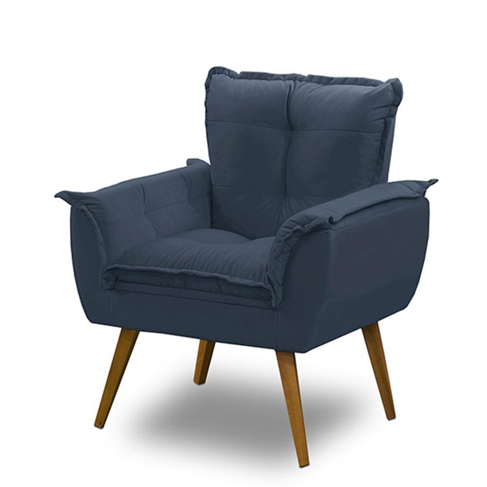 Poltrona Decorativa Opala Suede Azul Madelina Decor