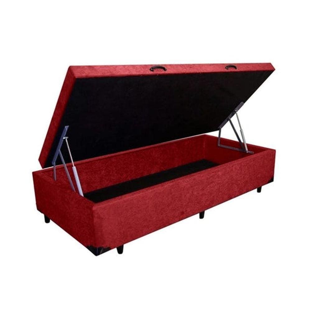 Cama Box Baú Solteiro Suede Vermelho