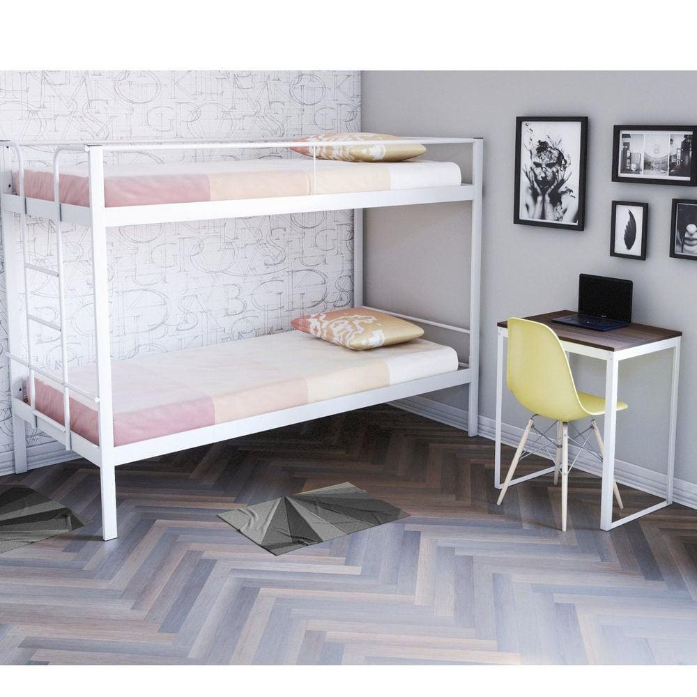 Conjunto para Quarto 1 Beliche e 1 Escrivaninha Completa Casa Branco