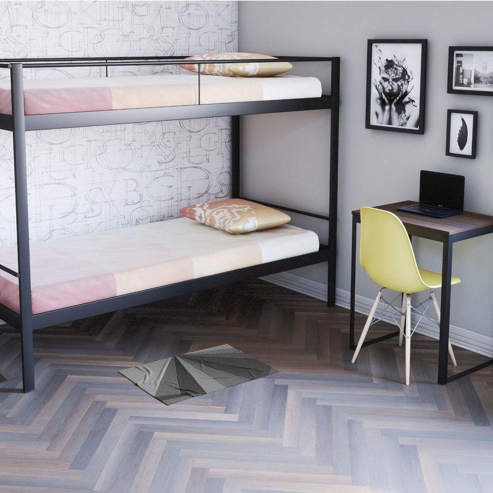 Conjunto para Quarto 1 Beliche e 1 Escrivaninha 90x60cm Completa Casa Preto Fosco