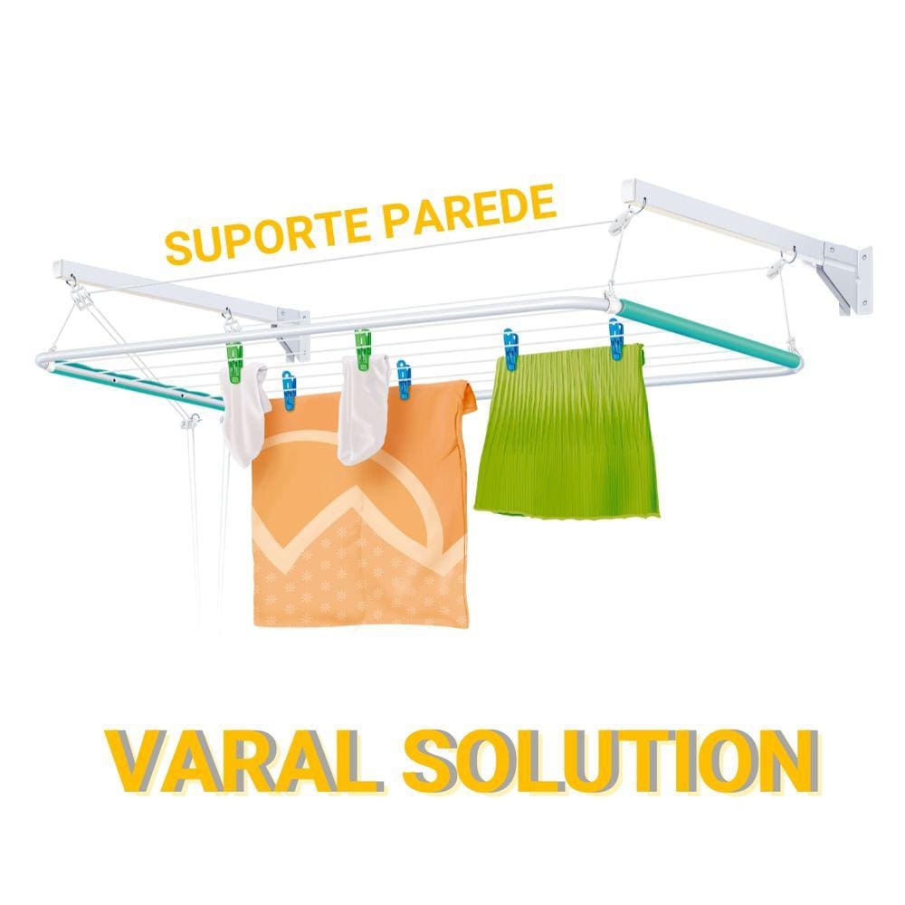 Varal de parede reforça em aço com altura regulável 6 varetas solution - Secalux