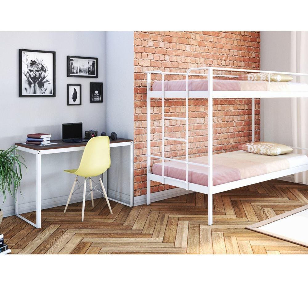 Conjunto para Quarto 1 Beliche e 1 Escrivaninha 135x55cm Completa Casa Branco