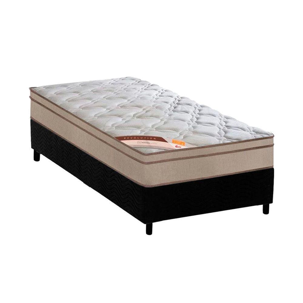 Cama Box Solteiro Blindada + Colchão Castor Molas Revolution Tecnopedic 088x188x65
