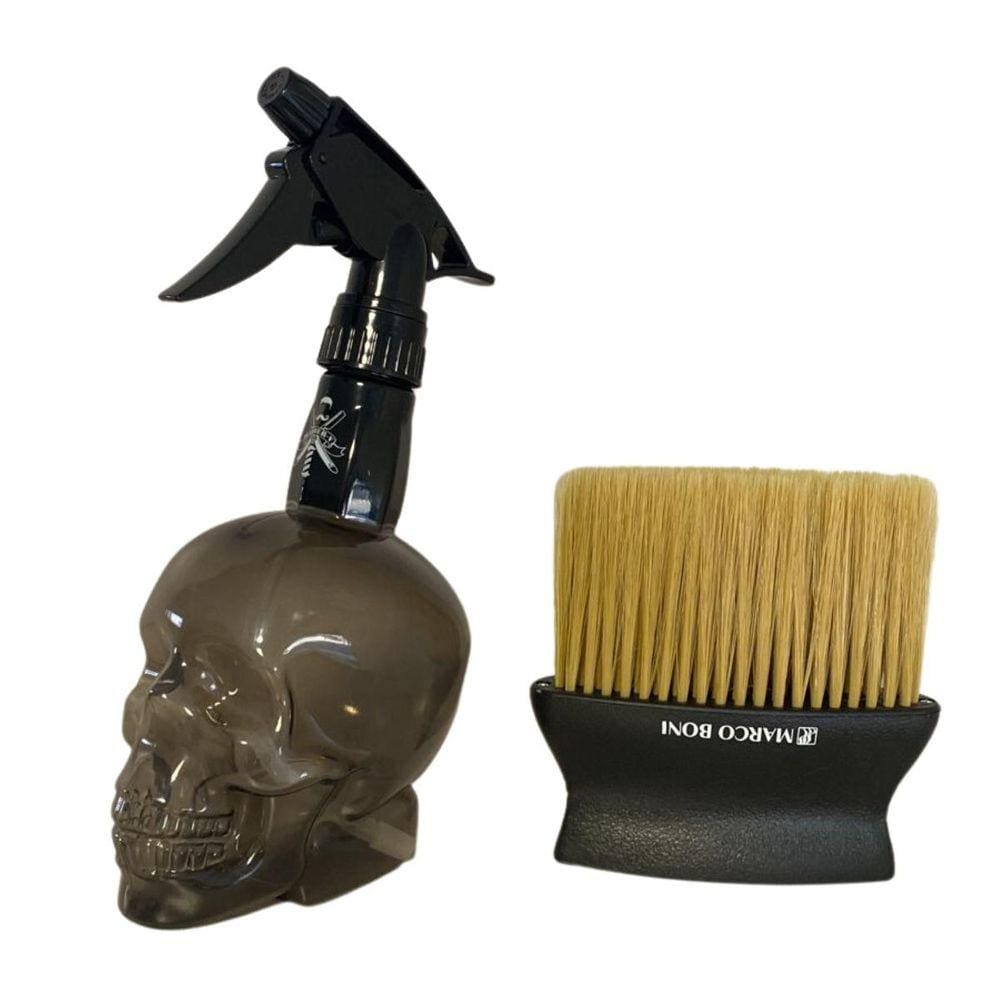 Espanador E Borrifador Caveira Kit Barbearia Marco Boni