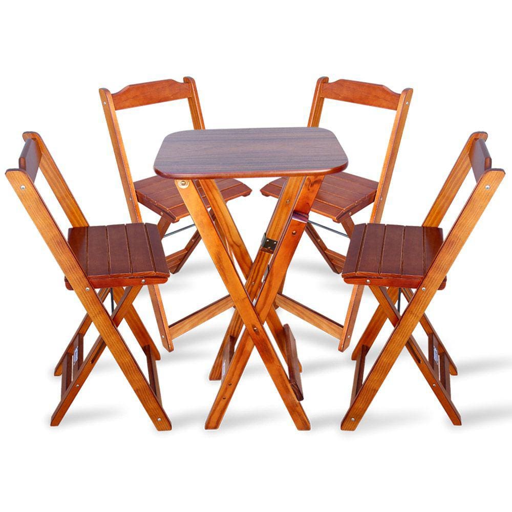 Jogo Dobravel Bistro com 4 Cadeiras para Bar e Restaurante - Imbuia