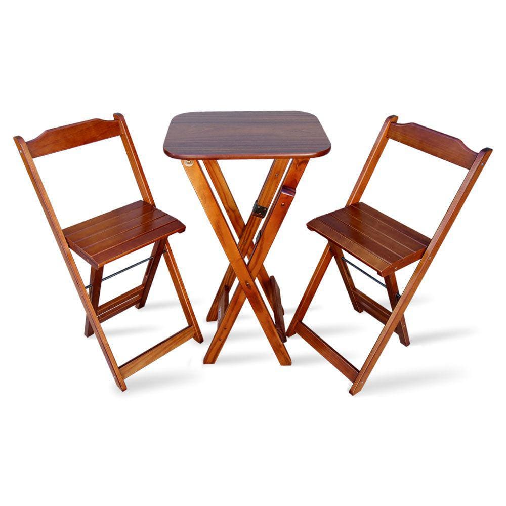 Jogo Dobravel Bistro com 2 Cadeiras para Bar e Restaurante - Imbuia