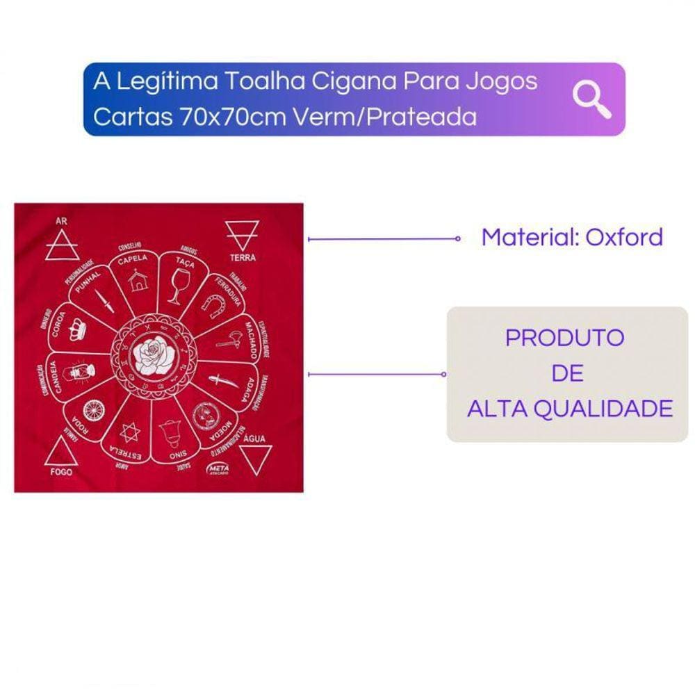 A Legítima Toalha Cigana Para Jogos Cartas 70X70Cm Verm/Prat