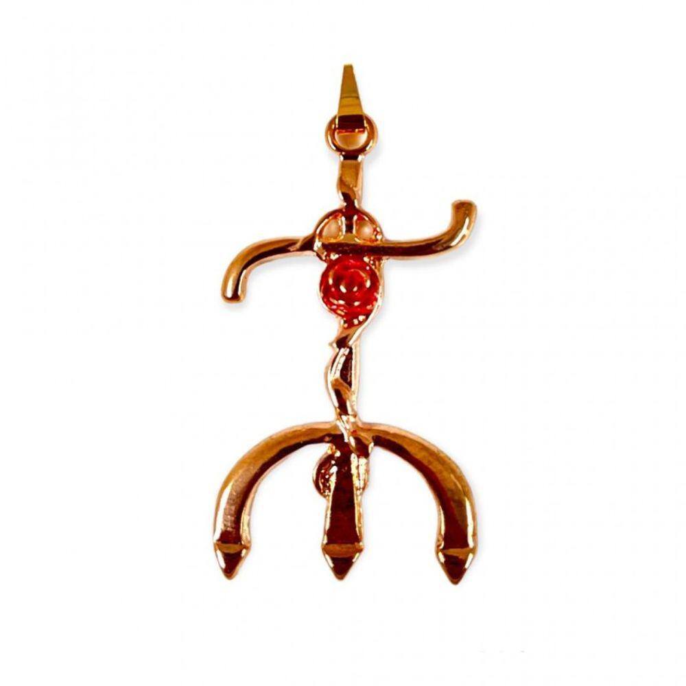 Pingente Tridente Pomba Gira com Rosa 5,5 cm Dourado