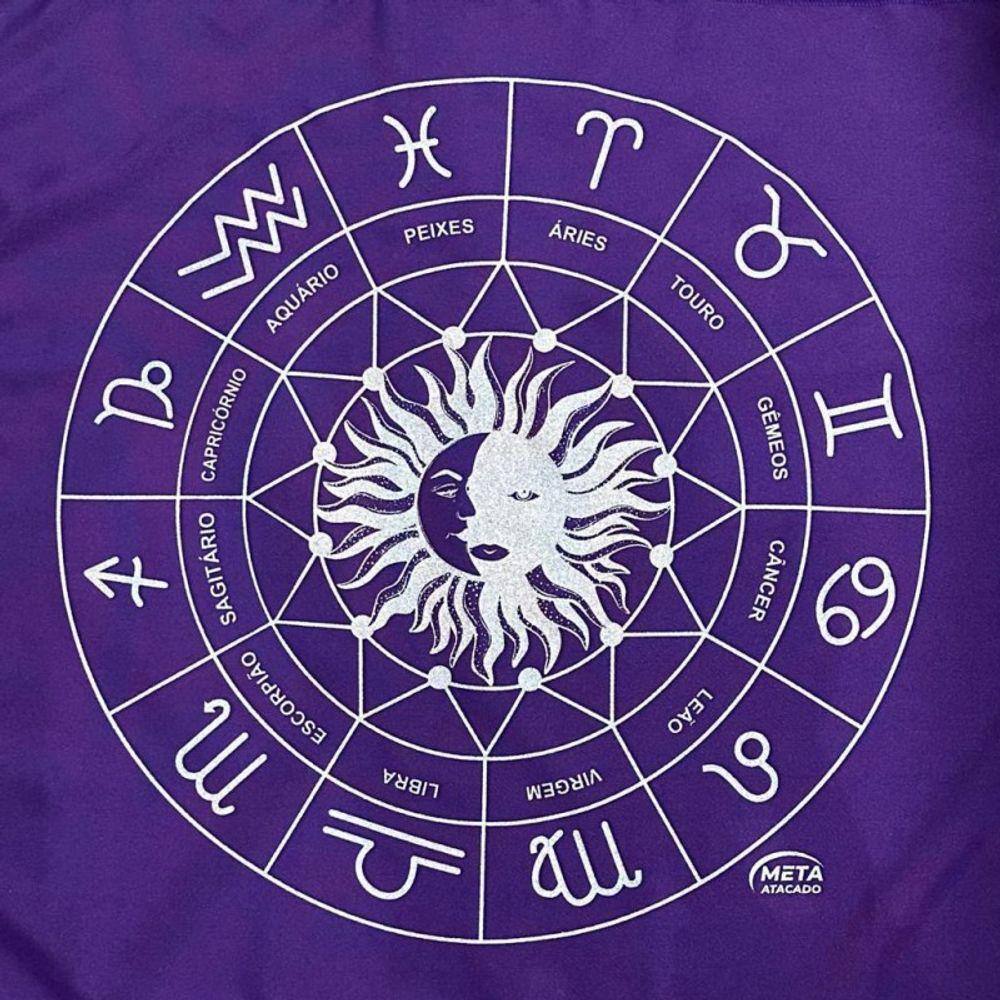 Toalha Jogo de Cartas Zodíaco 70 x 70 cm Roxa