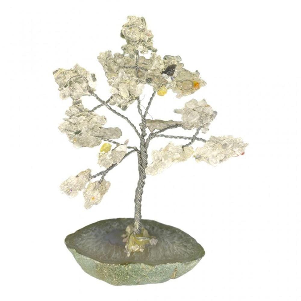 Árvore da Felicidade 15 Cm Pedra Quartzo Branco Paz