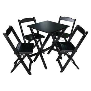 Conjunto De Mesa Dobrável 60x60 Com 4 Cadeiras Decortarimatã Para Area Gourmet - Preto