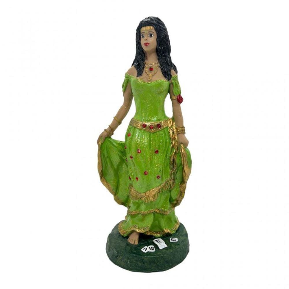 Escultura Cigana Esmeralda Umbanda Verde Clara 23 cm Resina