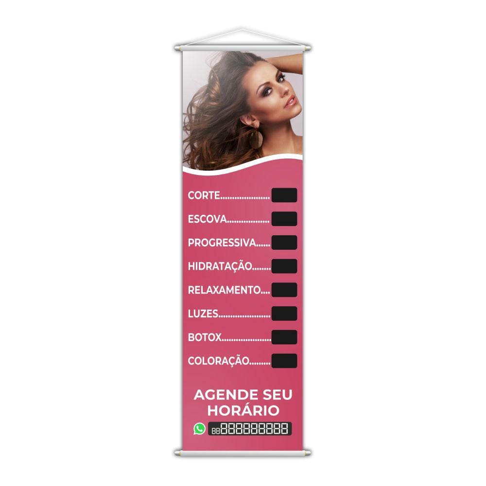 Banner Salão De Beleza Corte Escova Cabeleireiro 100X30Cm