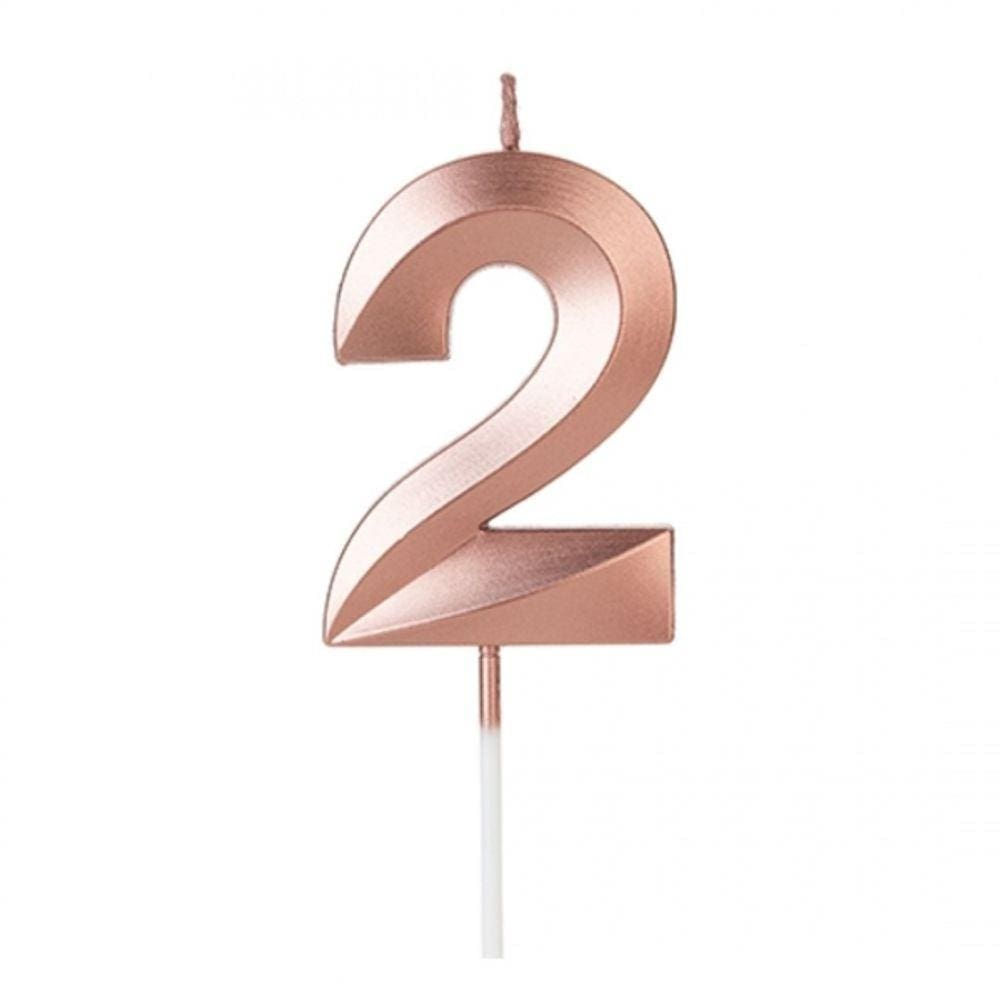 Vela Design Rose Gold Número 2 Silverfestas