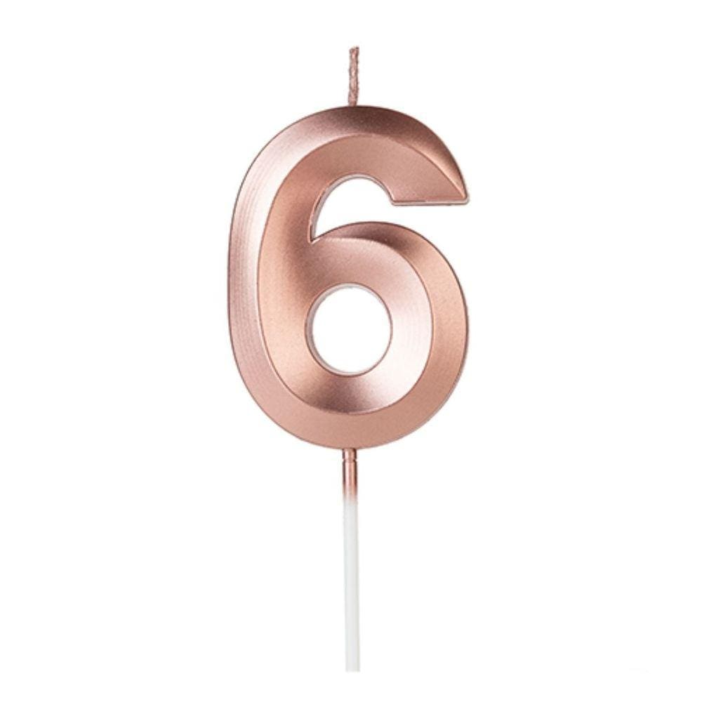 Vela Design Rose Gold Número 6 Silverfestas